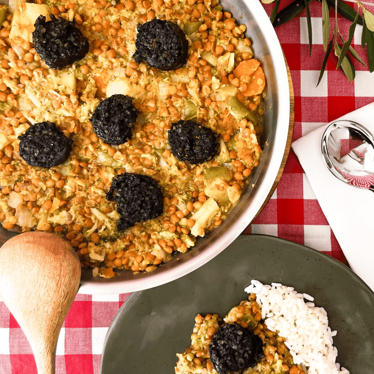 featured image of recipe Lentils with Morcilla and Vegetables